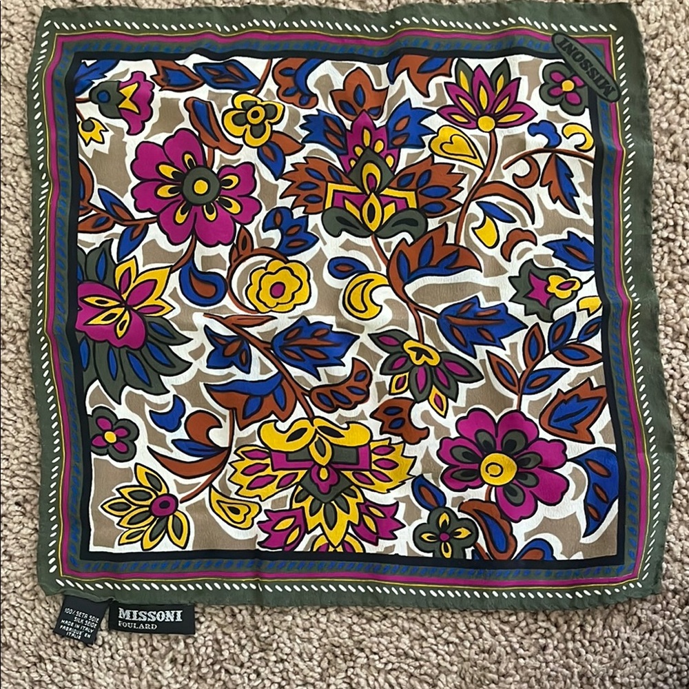 Missoni Multicolor Floral Pattern Small Scarf